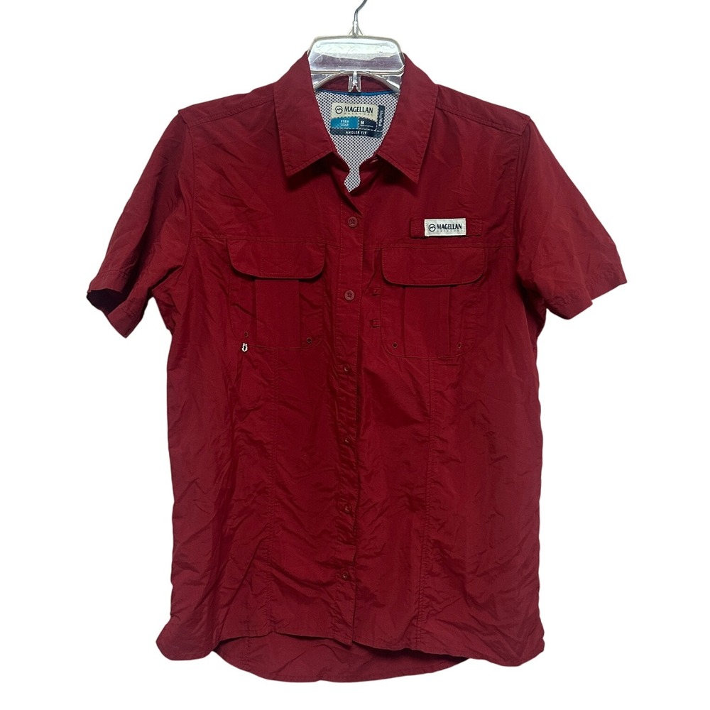Magellan Outdoors‎ Red Fishing Shirt Angler Fit Mesh Back Vented Short Sleeve